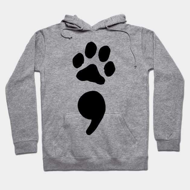 semicolon paw print (black) Hoodie by mystudiocreate